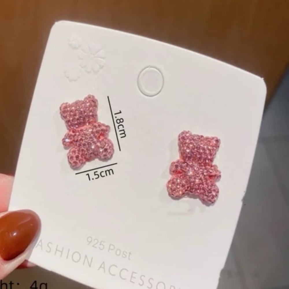 Gorgeous teddy bear earrings with swarovski elements pink